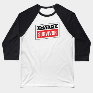 Coronavirus Covid-19 Survivor Black / Red Design Baseball T-Shirt